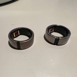 Lot of 2 MOTIV smart rings, size 7 (one silver, one rose gold) - used/FOR PARTS